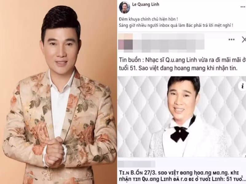 Cũng trong năm 2022, ca sĩ Quang Linh bức xúc trước tin đồn thất thiệt liên quan đến mình. "Đêm khuya chính chủ hiện hồn! Sáng giờ nhiều người inbox quá làm bác phải trả lời mệt nghỉ!", Quang Linh chia sẻ trên trang cá nhân. Ảnh: Dân Việt