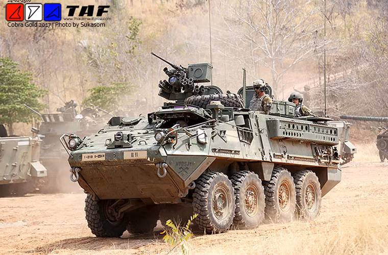 Ngoài ra còn có cả xe thiết giáp chở quân Stryker. Nguồn ảnh: TAF