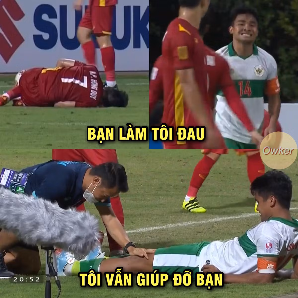 Dù nhiều lần bị các cầu thủ Indonesia làm đau nhưng chính các bác sĩ của đội tuyển Việt Nam lại chữa trị cho cầu thủ đội bạn khi ngã ra sân.