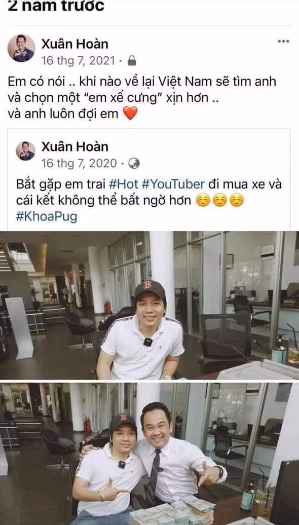 Được biết, cách đây 2 năm, ngày 16/7/2021, Xuân Hoàn có đăng tải dòng trạng thái trên trang cá nhân của mình: “Em có nói khi nào về Việt Nam sẽ tìm anh và chọn một em xế cưng xịn hơn. Và anh luôn đợi em”.