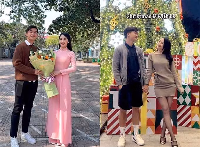 Không ít những tấm hình của chàng tiền đạo thuộc biên chế CLB Thể Công Viettel và cô giáo hot girl Lưu Thị Phương Thảo được netizen truyền tay nhau.