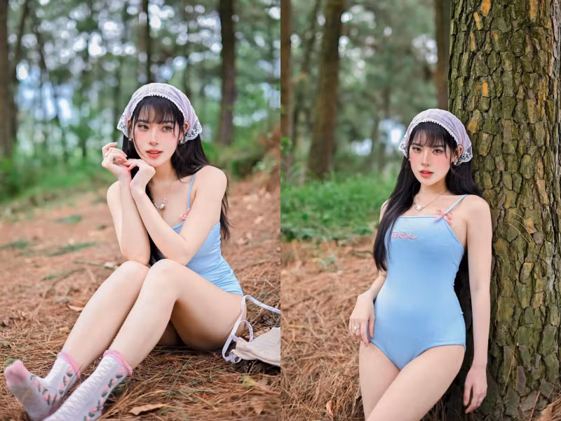 Tố Uyên trong concept "nàng Lolita giữa rừng".
