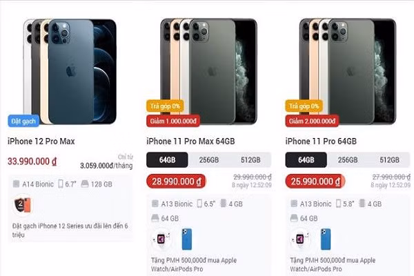 iPhone 12 mo ban, iPhone cu lap tuc giam gia sieu manh