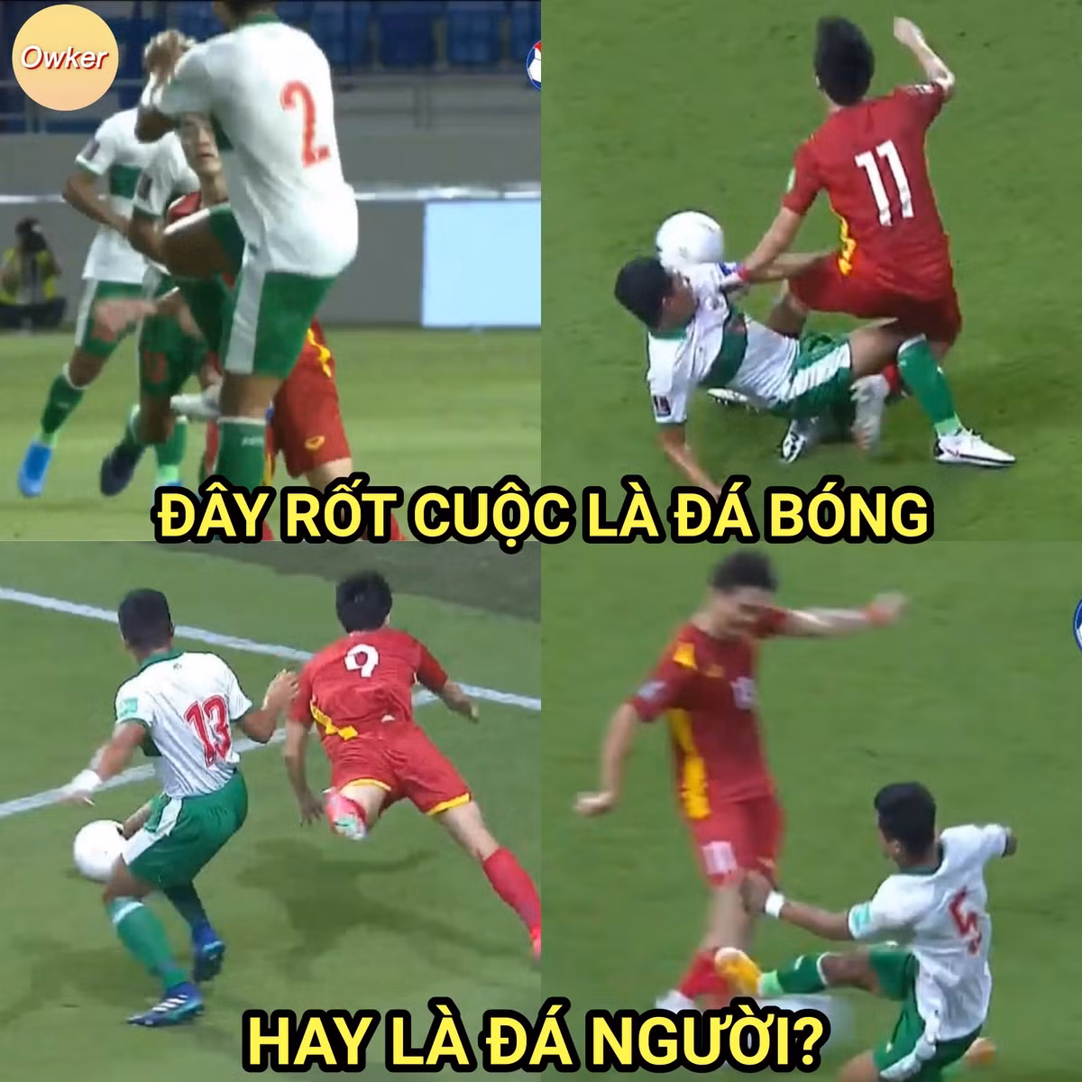 Rất nhiều lần trong hiệp 1, NHM không hiểu các cầu thủ Indonesia đang đá bóng hay đang đánh người mà các nạn nhân không ai khác là các cầu thủ đội tuyển Việt Nam.
