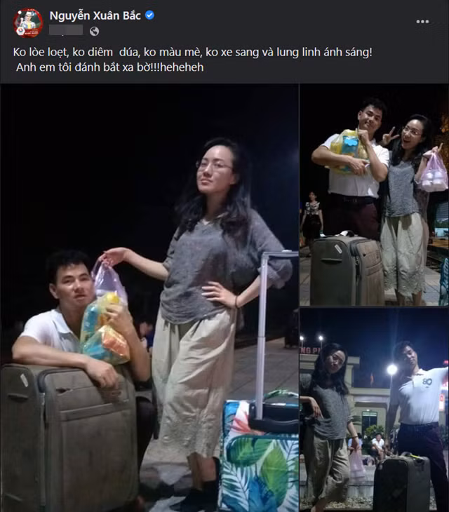 Mới đây, NSƯT Xuân Bắc hào hứng khoe loạt ảnh đời thường bên BTV Hoài Anh. Trong những bức hình được đăng tải, cặp đôi nhí nhố tạo dáng bên nhau trước khi bắt đầu chuyến công tác.