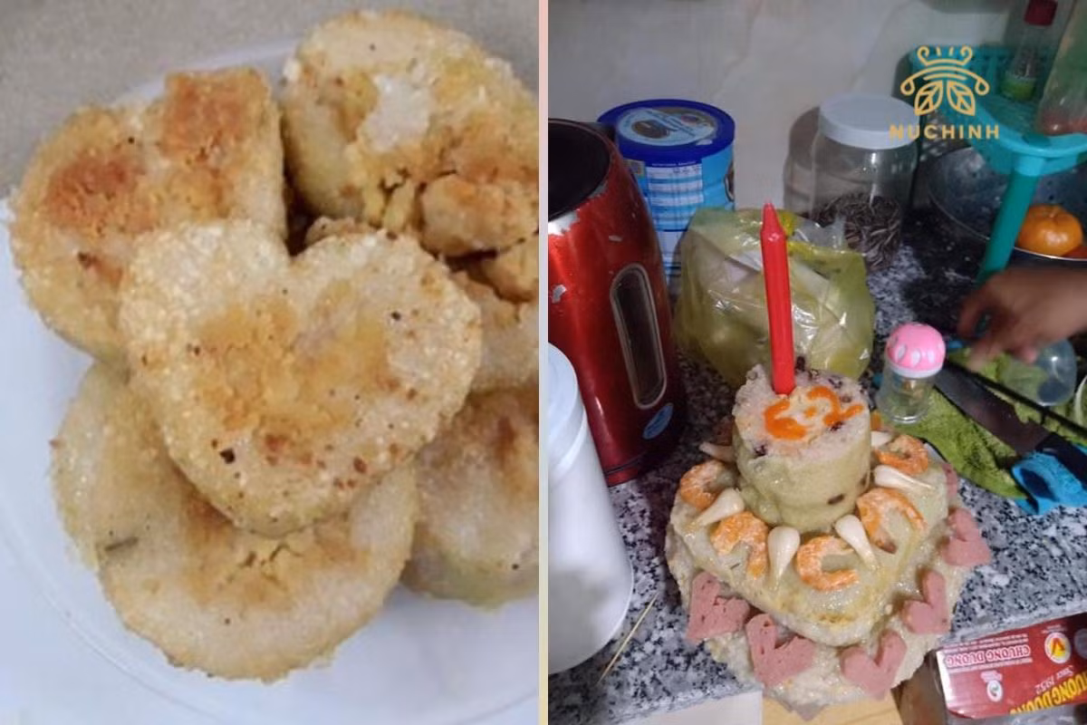 Bánh chưng thường sẽ có hình vuông, nhưng phiên bản đặc biệt dành riêng cho mùa lễ tình nhân thì đã được tạo hình trái tim vô cùng lạ mắt.
