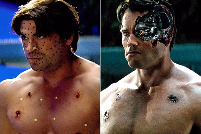 Arnold Schwarzenegger trong Terminator: Genisys (2015): Dù đã ngoài 70 tuổi, Arnold Schwarzenegger vẫn sở hữu hình thể và sức mạnh khiến nhiều người ao ước. Nhưng để trở lại đảm nhận vai diễn biểu tượng sự nghiệp trong Kẻ hủy diệt hồi 2015, tài tử vẫn cần sự hỗ trợ để cùng lúc sắm hai vai: Pops (phiên bản đã có tuổi của robot T-800 từ loạt phim gốc) và phiên bản trẻ hơn du hành đến bối cảnh thời gian của bộ phim. Đội ngũ sản xuất đã phải thuê vận động viên thể hình Brett Azar để giúp đỡ Arnie.