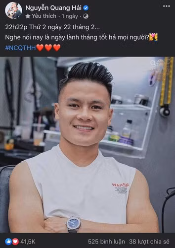 Nghi vấn Quang Hải có tình mới bắt đầu rộ lên từ dòng hashtag lạ "#NCQTHH" cùng 3 trái tim đỏ chót được anh đăng tải trong ngày 22/2. Nhiều người khi ấy đoán rằng đó là tên viết tắt của Nguyễn Quang Hải (N.Q.H) được lồng ghép với 3 chữ cái C.T.H - tức tên viết tắt của Chu Thanh Huyền.