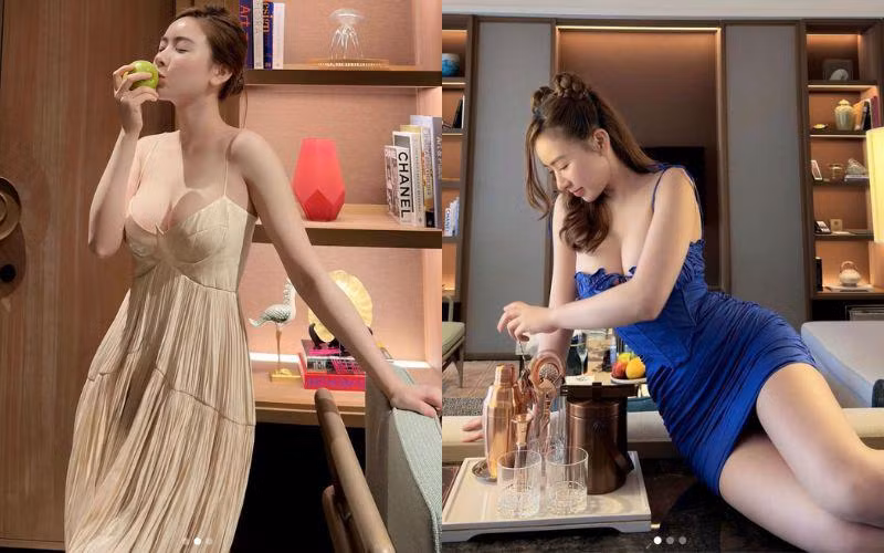 Phong cách ăn mặc lộng lẫy và quyến rũ của Phương Bora khiến nhiều người phải bất ngờ vì không hề kém cạnh nàng Á hậu đình đám.