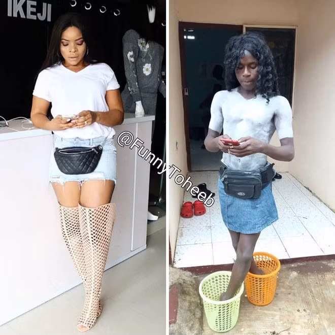 Laura Ikeji-Kanu là một blogger và doanh nhân thời trang người Nigeria, hãy nhìn đôi boots sọt rác kìa