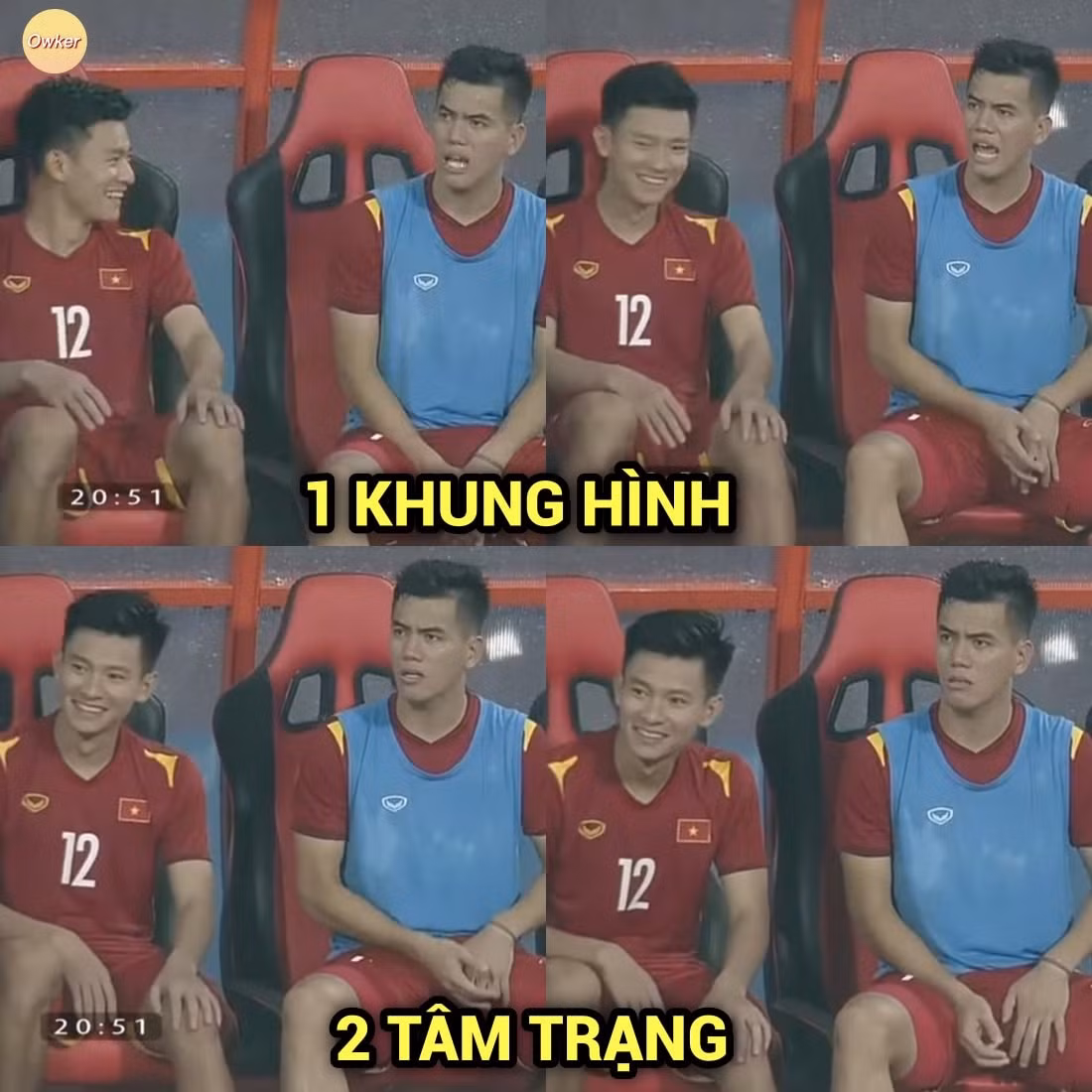 1 khung hình mà 2 tâm trạng của U23 Việt Nam.
