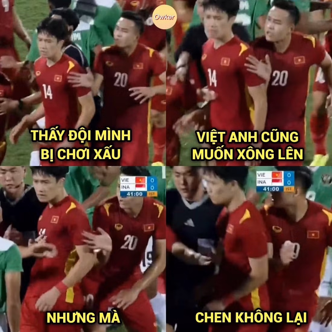  Ảnh chế bóng đá ngày qua tập trung xung quanh trận mở màn giữa U23 Việt Nam và U23 Indonesia tại môn bóng đá nam SEA Games 31. Với tính chất căng thẳng, cả 2 đội liên tục có những pha va chạm trên sân.