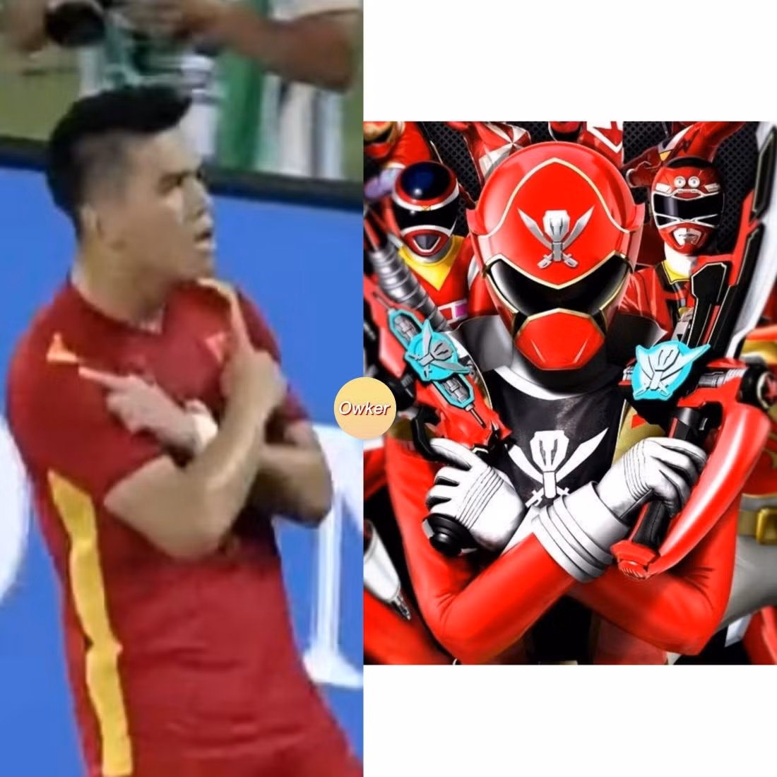 Cách ăn mừng của Tiến Linh làm netizen liên tưởng tới siêu nhân Gao.