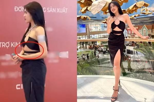 Đây không phải lần đầu Trần Thanh Tâm bị bóc mẽ nhan sắc. Cùng diện một chiếc váy nhưng hình hot tiktoker được chụp lén khi tham gia một cuộc thi với tự đăng khác xa ngàn cây số.
