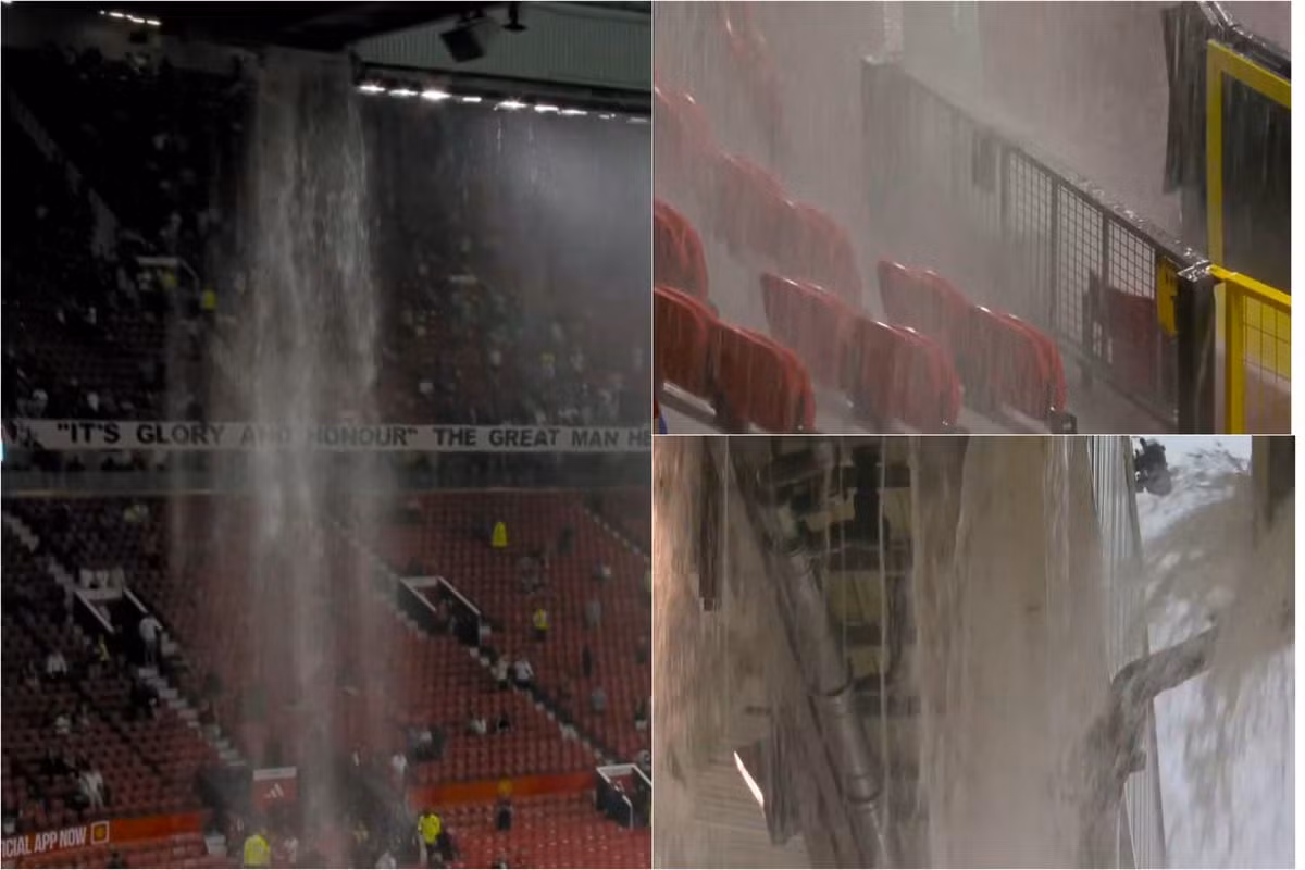 Lượng nước trút xuống phần mái sân Old Trafford nhiều đến mức một số khu vực đường biên ngập nước và phòng thay đồ của Arsenal cũng ướt sũng vì mái nhà bị dột.