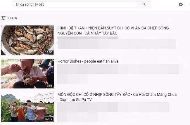 Gần đây nếu dạo một vòng thì có thể thấy, một số Youtuber Việt thể hiện màn ăn cá sống. Lần này không phải những con cá nhỏ mà hẳn một con cá lớn bằng bắp chân một người trưởng thành.