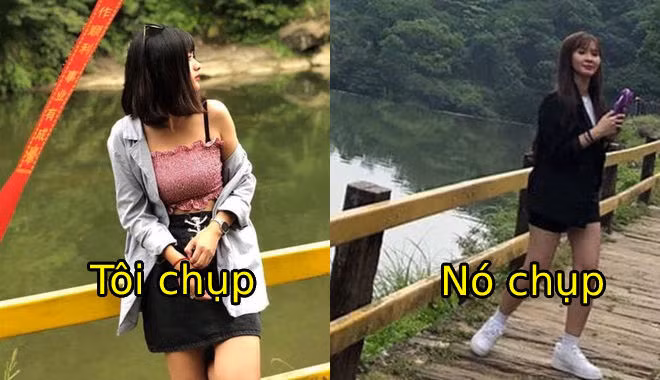 Lúc tôi chụp chỉnh dáng cho bạn thân chỉnh tề nhưng khi nó chụp thì...