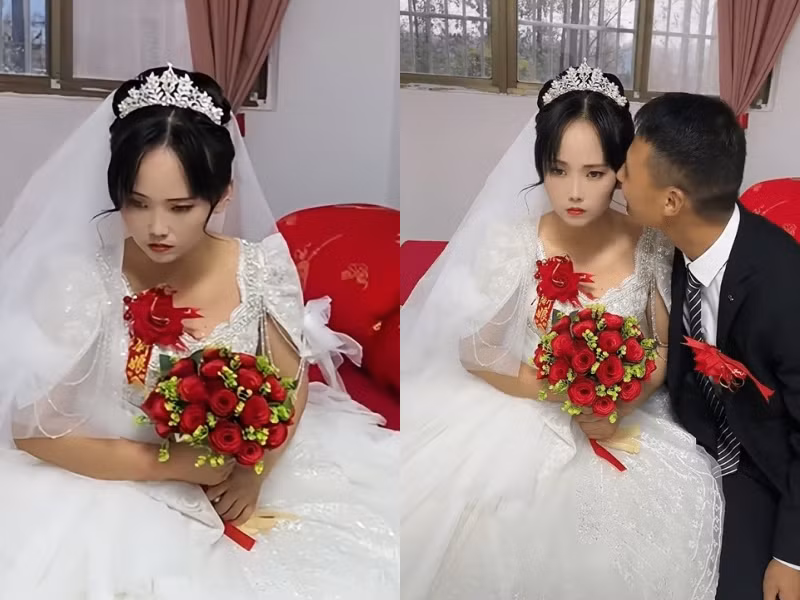 Những khoảnh khắc khó hiểu của cặp đôi được cư dân mạng đặt ra nhiều giả thuyết. Có người cho rằng cô dâu vốn yêu say đắm chàng trai khác nhưng bị gia đình phản đối, mai mối cho anh chồng này. Có người lại đoán cô dâu buồn bã vì phải xa rời bố mẹ, đến sống chung với nhà chồng.