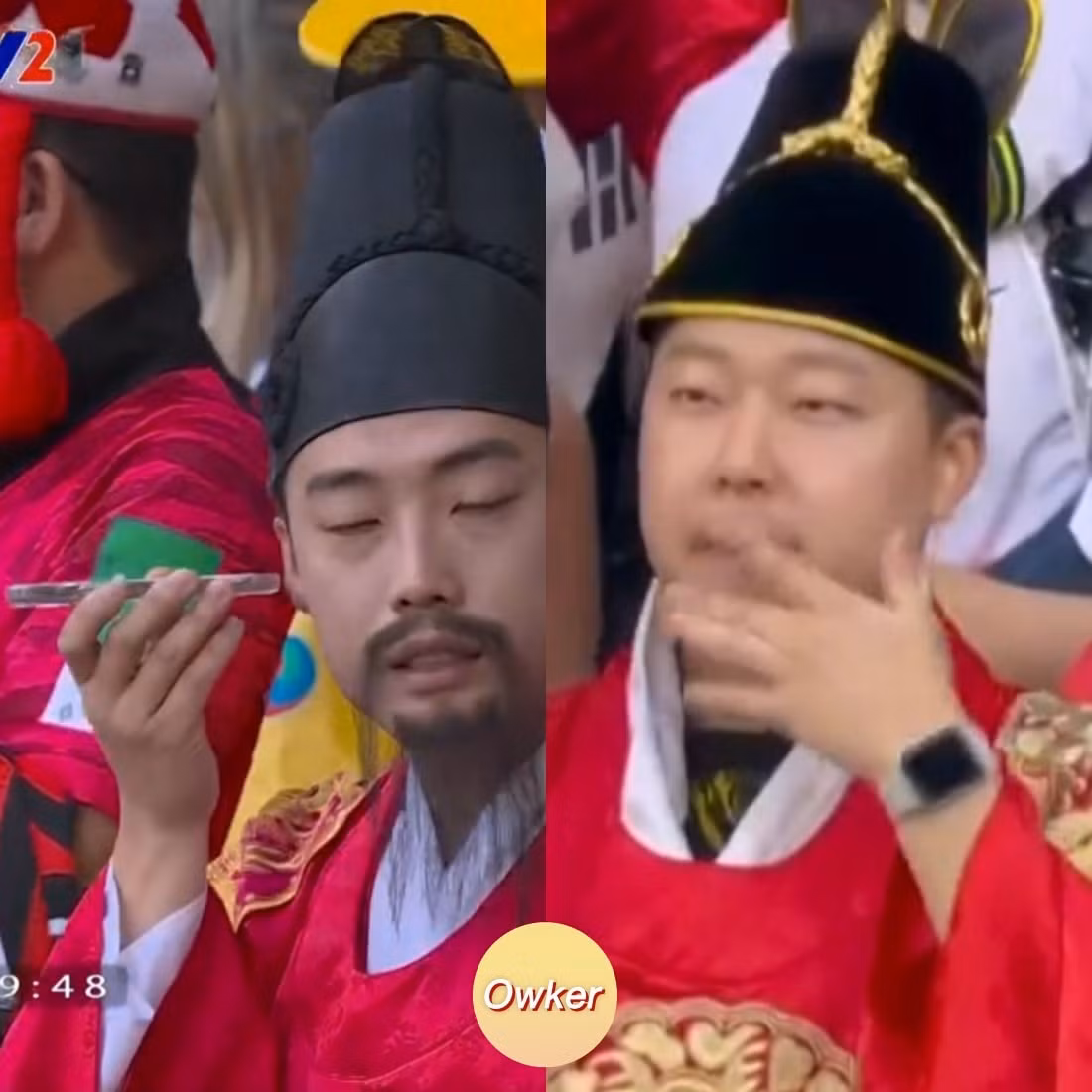 Nhiều cổ động viên khoác lên mình cả bộ long bào của Hàn Quốc để đi cổ vũ bóng đá.