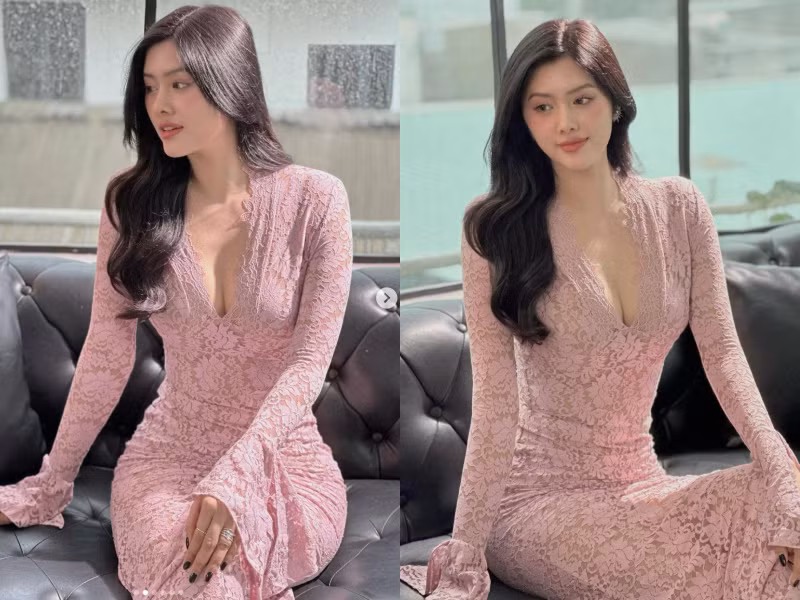 Một trong số những item được nàng hot girl yêu thích là các mẫu váy xẻ sâu, khoe được vòng 1 gợi cảm nuột nà.