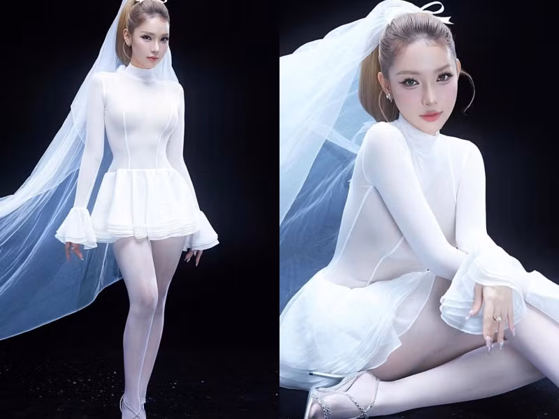 Hình ảnh cô dâu của Mỹm Trần khiến công chúng chú ý.