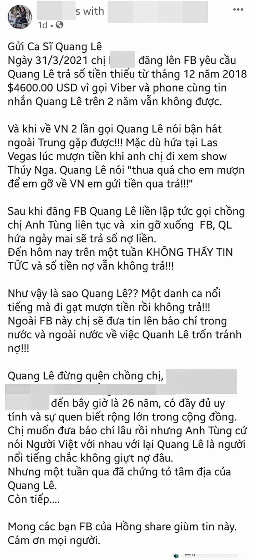 Ca si Quang Le bi to no 4600 USD suot 2 nam khong tra?-Hinh-2