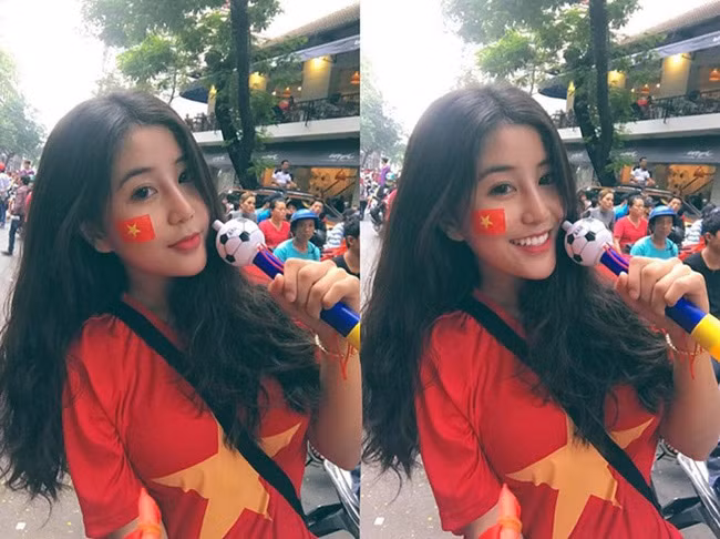  Võ Ngọc Trân bắt đầu được chú ý khi diện áo cờ đỏ sao vàng, xuống đường cổ vũ cho đội tuyển U23 Việt Nam tại giải U23 châu Á đầu năm 2018.