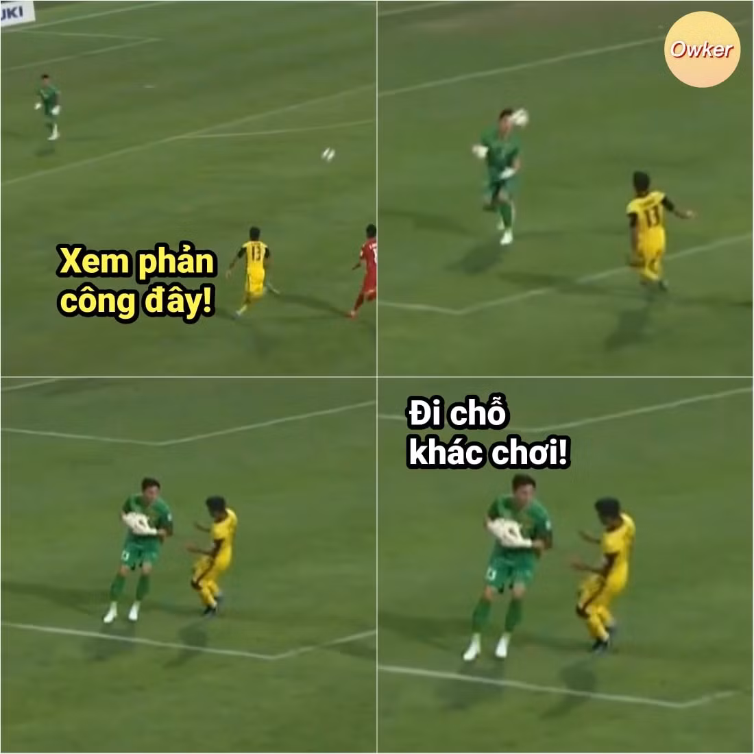 Thủ môn Nguyên Mạnh có có hành động khiến cầu thủ Malaysia cảm thấy "quê".