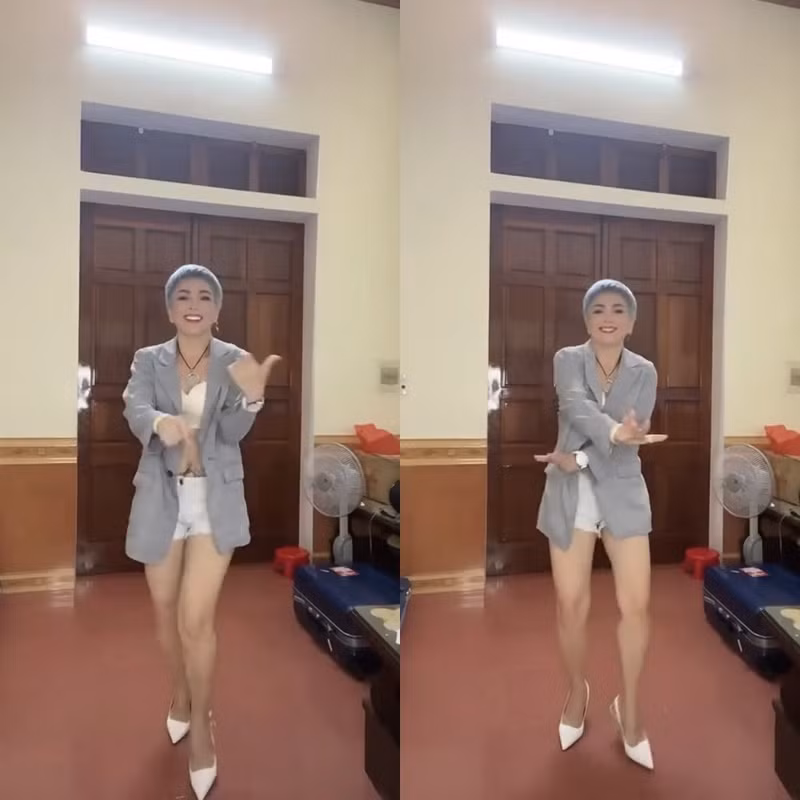 Vẫn trên nền bản nhạc sôi động, nữ TikToker nhảy theo vô cùng đúng nhịp và thể hiện rõ niềm đam mê của mình đối với sở thích vận động này.