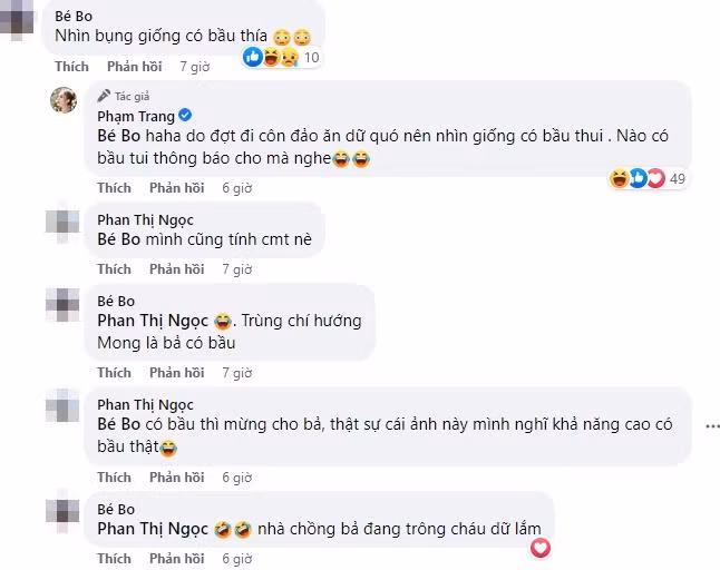 Dưới bài viết, ai nấy cũng trầm trồ, dành lời khen cho nhan sắc "đẹp không cần chỉnh" của hot girl Xoài Non. Song bên cạnh đó, có người cho rằng nhìn bụng hot girl giống có bầu.