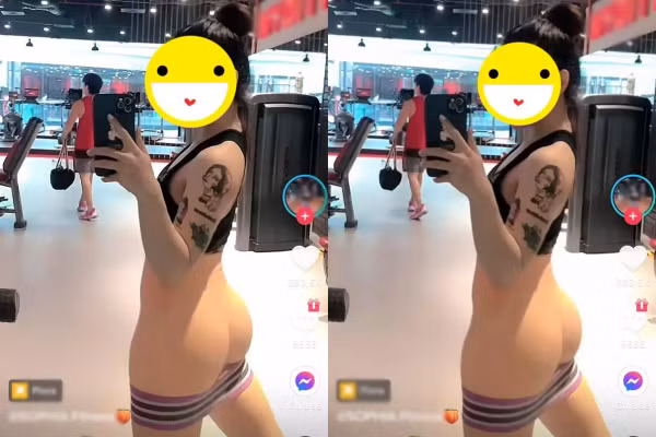 Cụ thể, cô diện bộ đồ tập gym bó sát khoe vòng 3 trái đào đẹp nức nở.