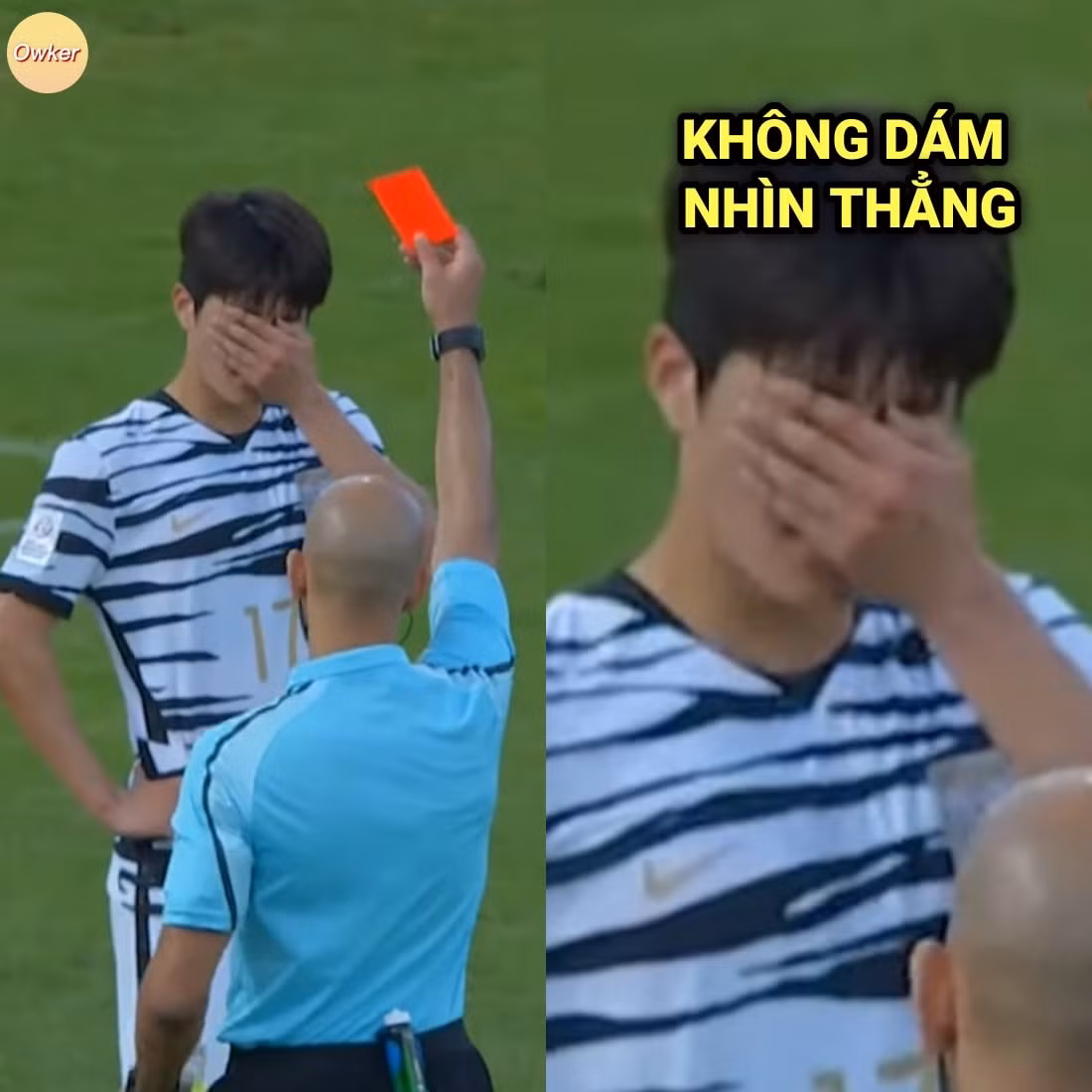 Cầu thủ U23 Hàn Quốc không dám nhìn vào thẳng án phạt nhận phải khi gặp U23 Việt Nam.