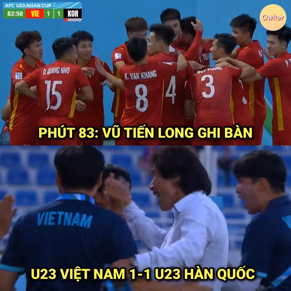 Được thi đấu hơn người, U23 Việt Nam có bàn thắng cực giá trị của Tiến Long để đưa trận đấu với ĐKVĐ U23 Hàn Quốc về thế cân bằng.