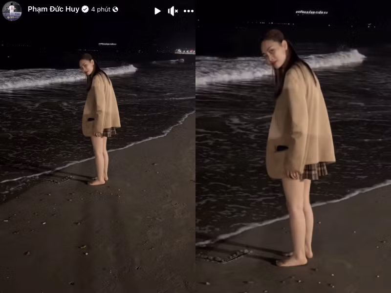 Tuy nhiên, dân mạng lại chú ý đến vóc dáng của MC Huyền Trang Mù Tạt. Qua camera của bạn trai cầu thủ, vóc dáng của cô nàng bị dìm không thương tiếc.