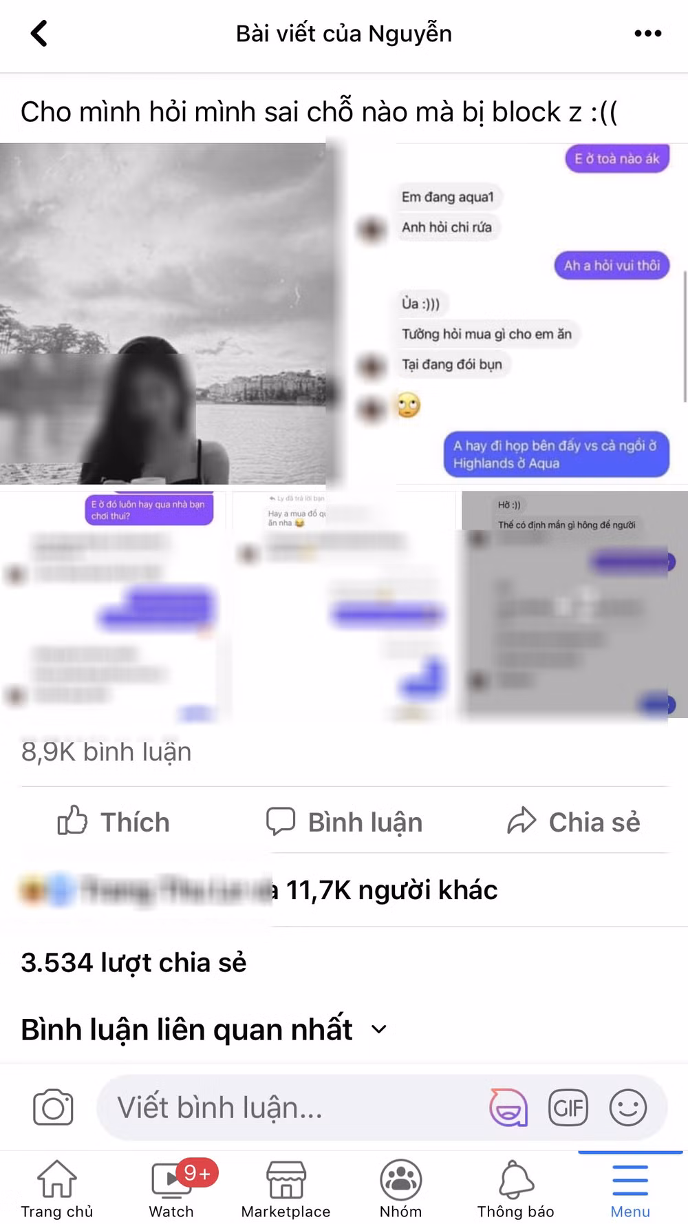 Nhưng bạn ấy bảo muốn nhờ mình đặt đồ ăn giúp, bạn gọi 2 cái pizza cỡ vừa và cỡ to. Mình nhận lời đặt giúp ngay, sau đó có nhắc nhở cô ấy thanh toán khi nhận hàng thì bạn bảo không có tiền mặt, nhờ mình đặt giúp vì thẻ bị lỗi, xong block mình. Cho mình hỏi mình sai chỗ nào mà bị block vậy?" - Chàng trai tên D.N kể thêm.