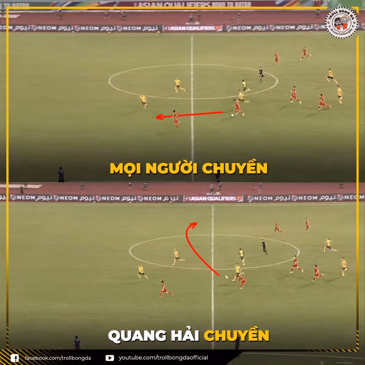 Quang Hải thể hiện độ dị của mình bằng cú chuyền bóng "hack não".
