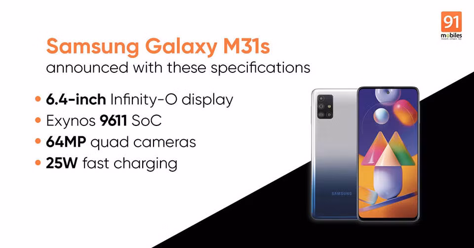 Samsung Galaxy M31s ra mắt - Siêu pin mãnh thú 6.000 mAh - Hình 2 Samsung Galaxy M31s ra mat - Sieu pin manh thu 6.000 mAh-Hinh-2