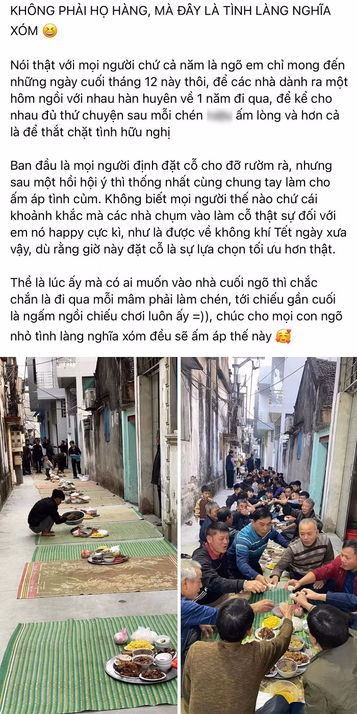 Làm cỗ tất niên, cả xóm trải chiếu ngồi ăn khắp ngõ gây sốt Lam co tat nien, ca xom trai chieu ngoi an khap ngo gay sot