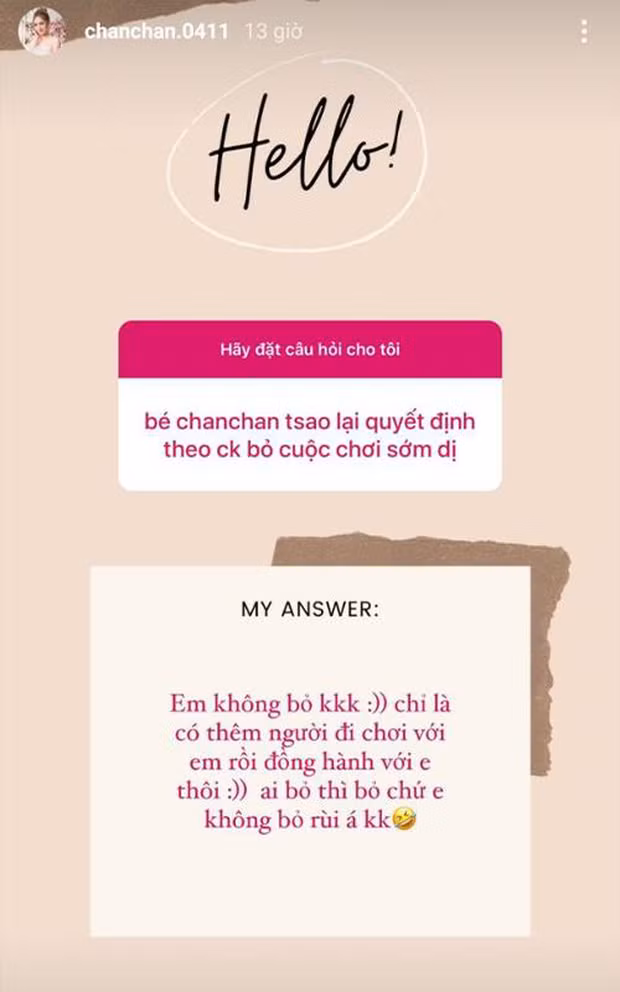 Trong phần "Q&amp;A" khi được hỏi về việc cưới chồng sớm, Xoài Non đã cho biết: "Em không bỏ mà chỉ là thêm người đi chơi với em rồi đồng hành với em thôi. Ai bỏ thì bỏ chứ em không bỏ".