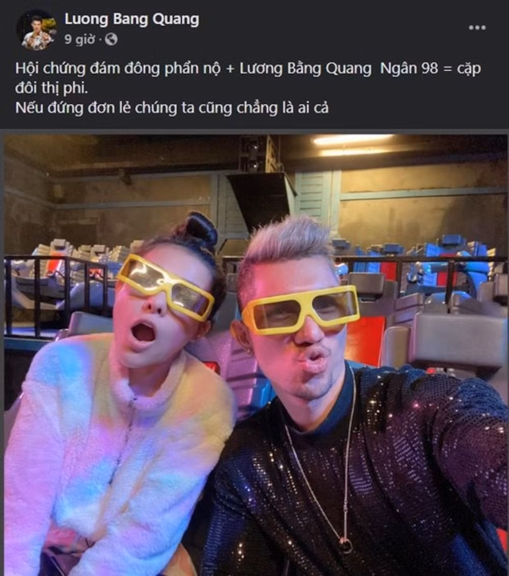  Ngân 98 và Lương Bằng Quang vốn là những "cái tên vàng trong làng thị phi". Cặp đôi thường xuyên khoe những khoảnh khắc thân mật quá đà trước ống kính khiến nhiều người ngao ngán.