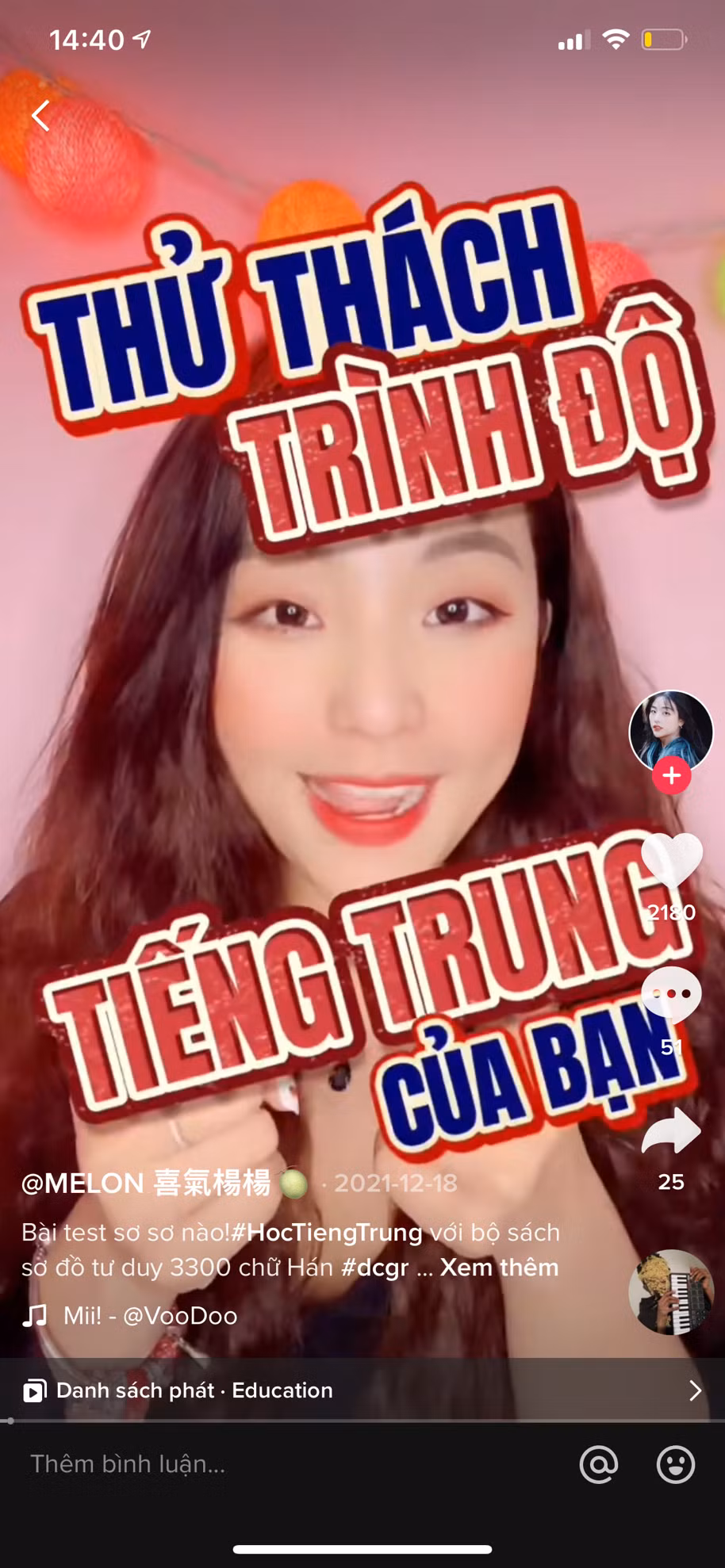 Bên cạnh những video review các địa điểm ăn uống, Melon cũng được giới trẻ yêu thích qua những video dạy học tiếng Trung hay những video chia sẻ về quan niệm trong cuộc sống.