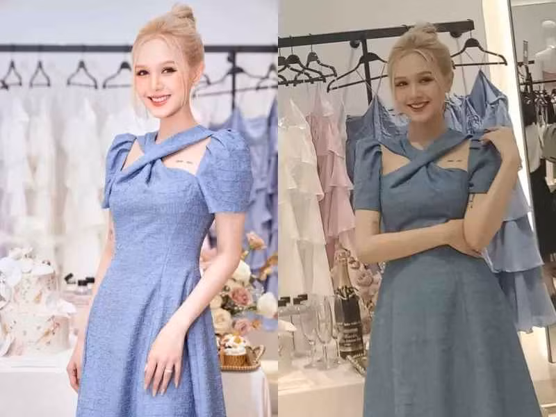 Ở khung hình nào, có bị "dìm hàng" hay không nhưng gái đẹp vẫn làm người đối diện khó rời mắt với làn da trắng sáng mịn màng, nụ cười tươi tắn.