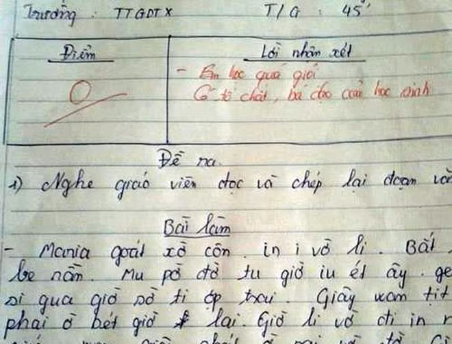 Một "quả trứng ngỗng" dành cho học sinh lười học và lời phê vô cùng bá đạo của giáo viên.