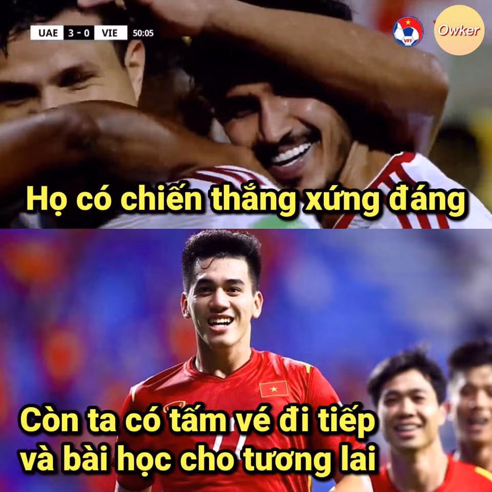 UAE đã chiến thắng nhưng điều quan trọng nhất đội tuyển Việt Nam đã làm được đó là tấm vé đi tiếp và bài học cho tương lai khi sắp phải đối đầu với các đối thủ sừng sỏ hơn như Nhật Bản, Hàn Quốc hay Úc... ở vòng đấu kế tiếp.