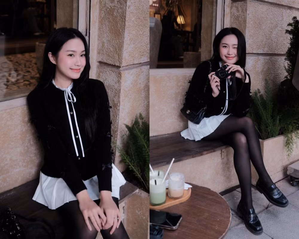 Chiếc túi Chanel đen nhỏ nhắn với dây xích vàng là phụ kiện hoàn hảo, tạo sự sang trọng cho tổng thể trang phục của Doãn Hải My.