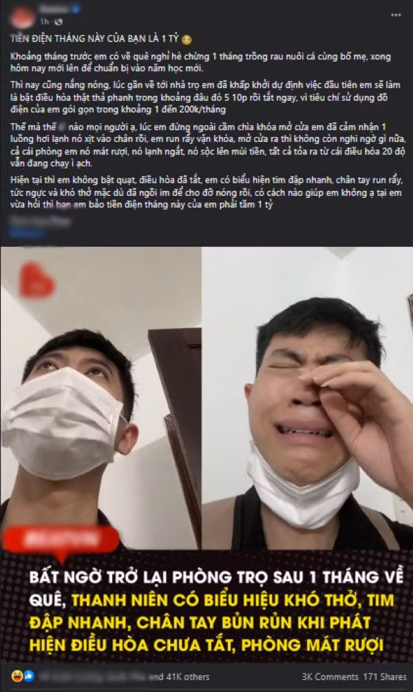 Về quê quên tắt điều hoà, chàng trai về phòng trọ đẫm nước mắt Ve que quen tat dieu hoa, chang trai ve phong tro dam nuoc mat