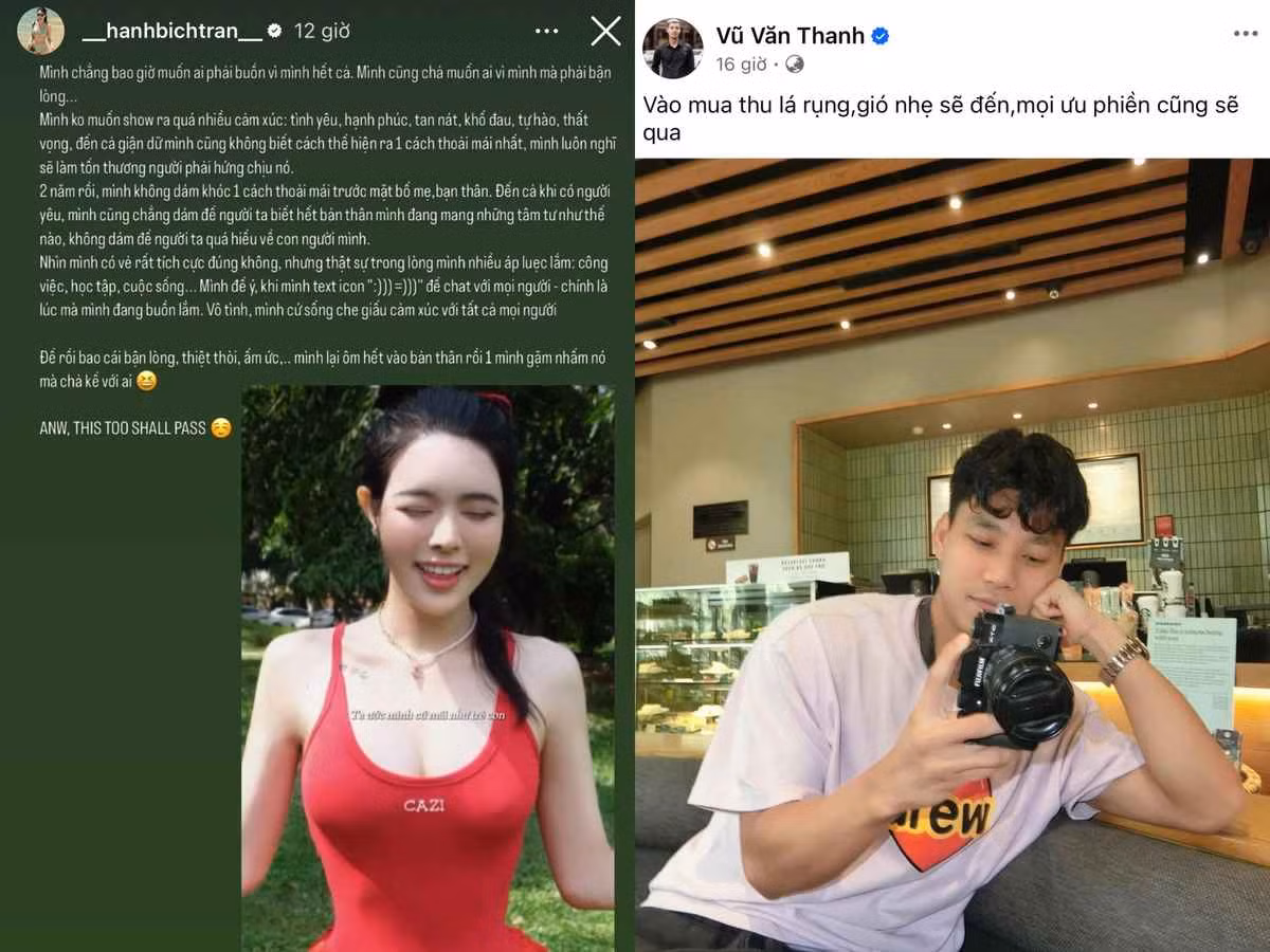 Mới đây, hot girl Trần Bích Hạnh bất ngờ cập nhật dòng trạng thái lạ trên mạng xã hội. Theo chia sẻ, bạn gái Vũ Văn Thanh hiện đang gặp khá nhiều vấn đề về mặt tâm lí. Nhưng vì không muốn những người khác bận lòng về chuyện cá nhân nên cô chọn cách chịu đựng, tự mình vượt qua.