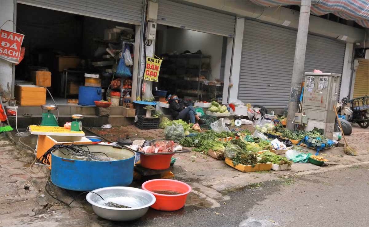 Các tiểu thương ở chợ dân sinh tại Hà Nội, cho biết lượng khách chỉ lác đác vài người tới mua.