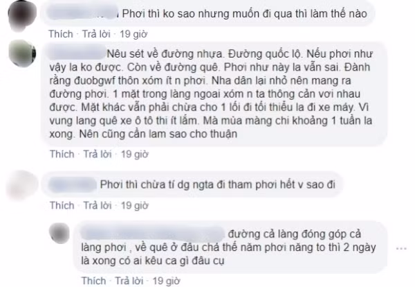 Cư dân mạng để lại ý kiến rất "gắt" về việc người nông dân phơi thóc ngoài đường.