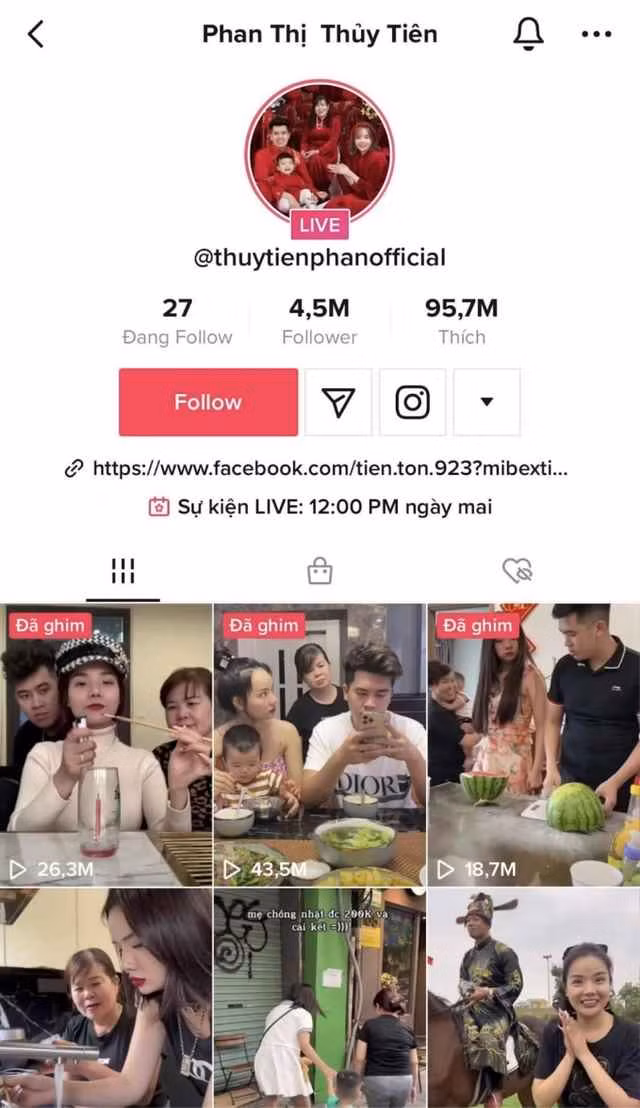 Trên các trang cá nhân của mình, ngoài việc bán hàng, Phan Thuỷ Tiên cũng thường đăng tải các đoạn video hài hước của gia đình